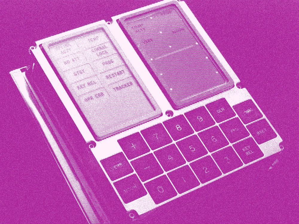 Halftone photograph of an Apollo guidance computer display and keyboard unit